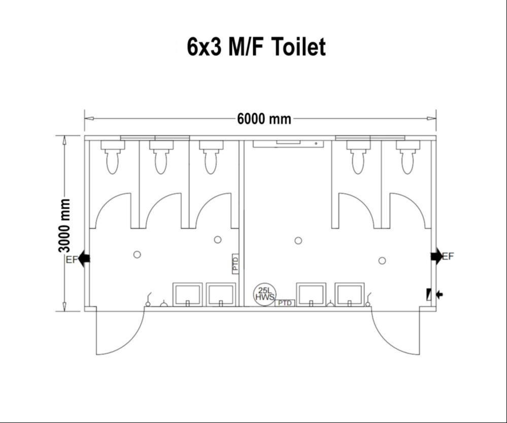 6x3 m/f toilet